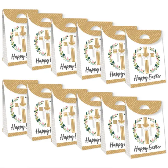 Big Dot of Happiness Religious Easter - Christian Holiday Gift Favor Bags - Party Goodie Boxes - Set of 12 {6}