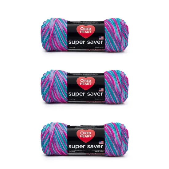 Red Heart Super Saver Bonbon Print Yarn - 3 Pack of 198g/7oz - Acrylic - 4 Medium (Worsted) - 236 Yards - Knitting/Crochet {1}