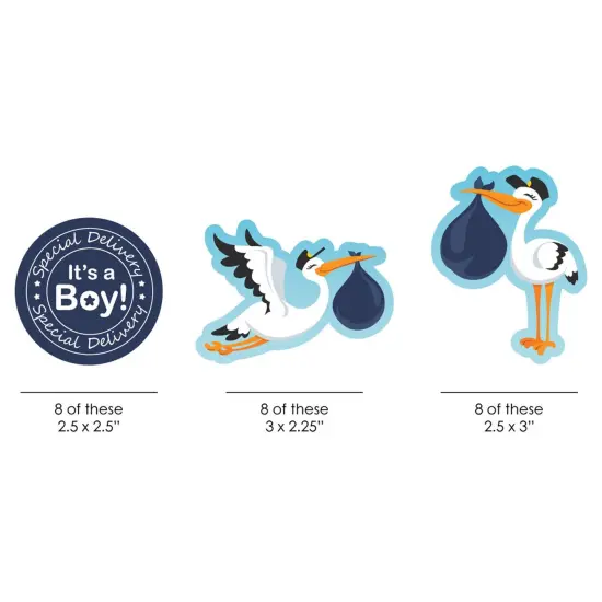 Big Dot of Happiness Boy Special Delivery - DIY Shaped Blue It's A Boy Stork Baby Shower Cut-Outs - 24 Count {3}