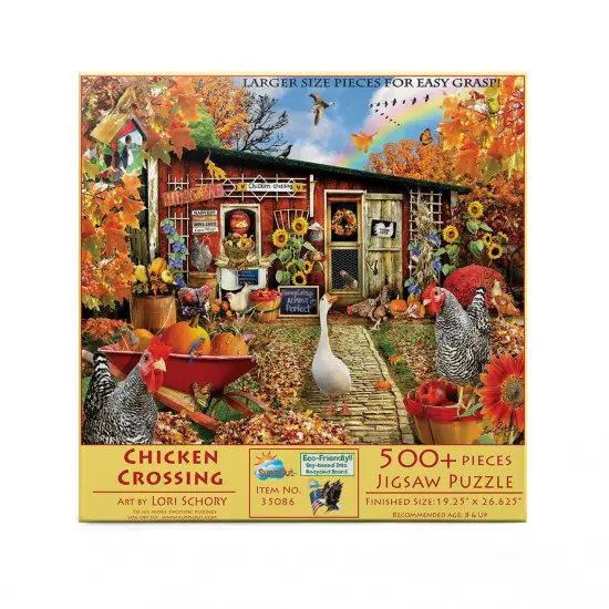 Sunsout Chicken Crossing 500 pc Large Pieces Jigsaw Puzzle 35086 {4}