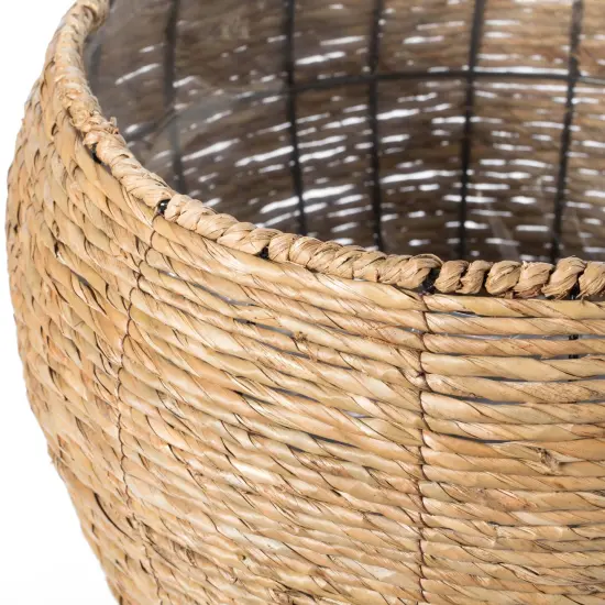 Woven Round Flower Pot Planter Basket with Leak-Proof Plastic Lining {5}