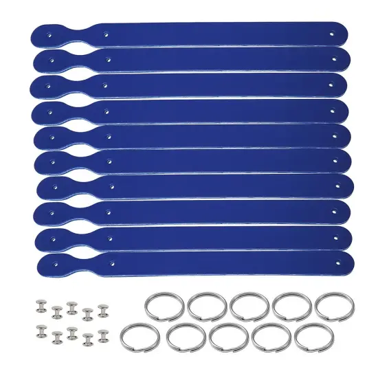 Blank Leather Keychains &ndash; 3/4" Full Grain DIY Kit (10 Pack)-Promotional-Fundraising-Personalized Gifts Royal Blue {1}