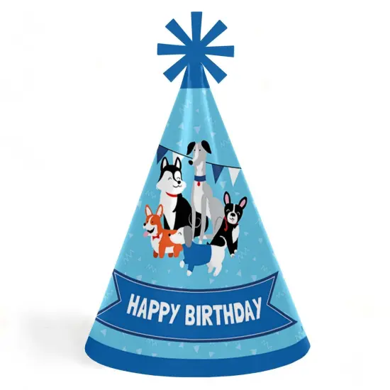 Big Dot of Happiness Pawty Like a Puppy - Cone Happy Birthday Party Hats for Kids and Adults - Set of 8 (Standard Size) {1}