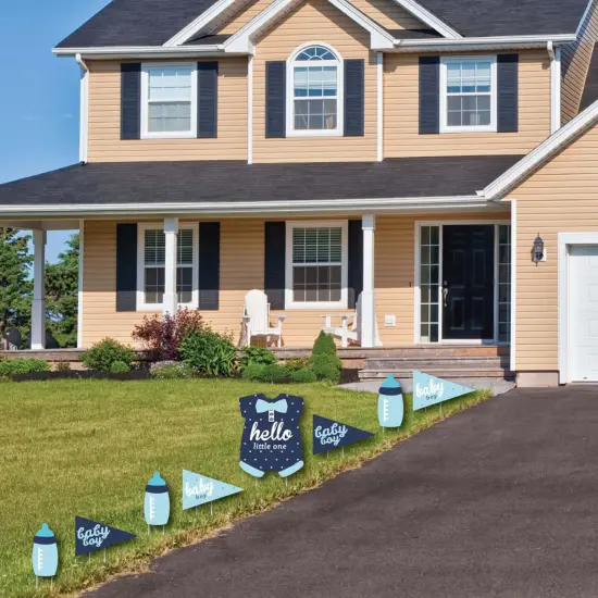 Big Dot of Happiness Hello Little One - Blue and Navy - Yard Sign & Outdoor Lawn Decorations - Boy Baby Shower Yard Signs - Set of 8 {3}