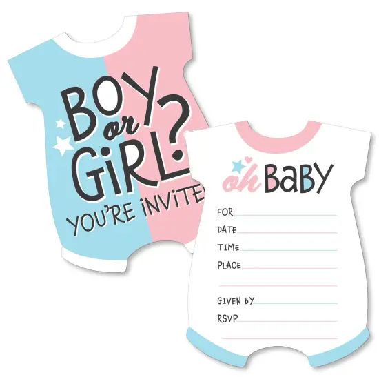 Big Dot of Happiness Baby Gender Reveal - Shaped Fill-In Invitations - Team Boy or Girl Party Invitation Cards with Envelopes - Set of 12 {1}