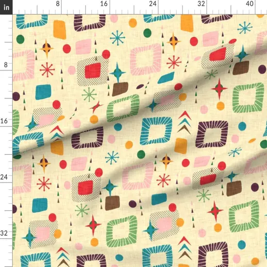 Various Fabrics by the Yard or Fat Quarter Retro Mod Mid Century Modern 1950S Geometric Atomic Colorful Midcentury Custom Printed Fabric by Spoonflower {1}