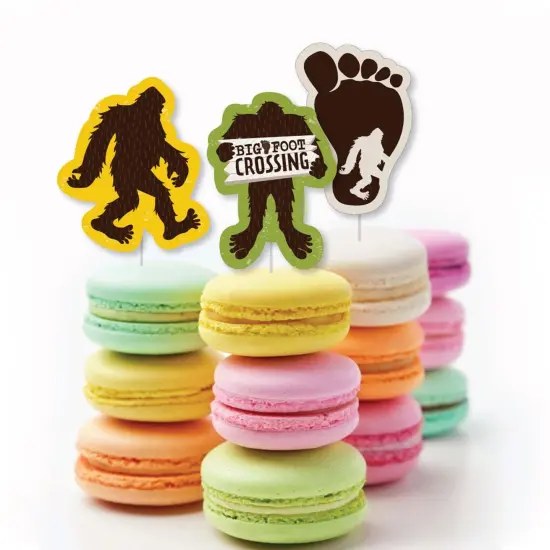 Big Dot of Happiness Sasquatch Crossing - Dessert Cupcake Toppers - Bigfoot Party or Birthday Party Clear Treat Picks - Set of 24 {6}