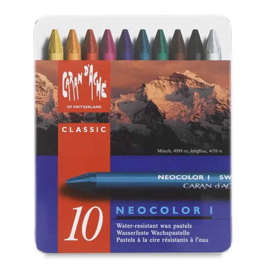 Caran d'Ache Neocolor I Wax Pastels - Assorted Colors, Set of 10 {1}