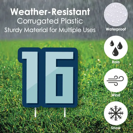 Big Dot of Happiness Boy 16th Birthday - Sixteen Shaped Lawn Decorations - Outdoor Sweet Sixteen Birthday Party Yard Decorations - 10 Piece {6}