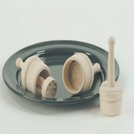 Hard Carved Wooden Round Plunger Butter Mold Assorted Patterns Medium {1}