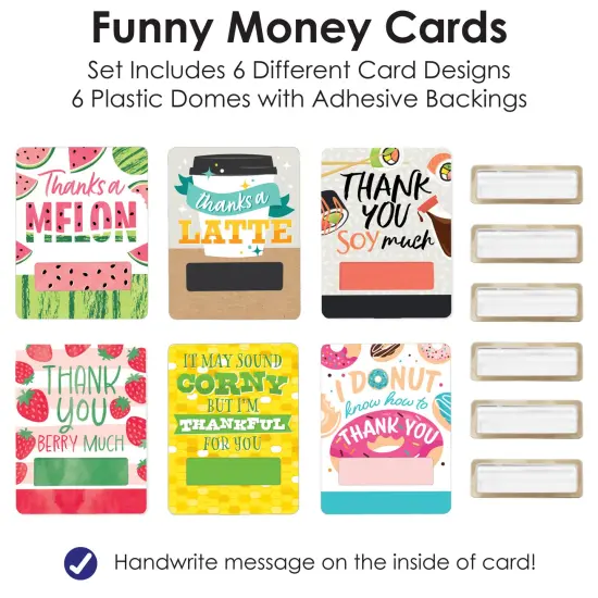 Big Dot of Happiness Assorted Thank You - DIY Cash Holder Gift - Funny Money Cards - Set of 6 {7}