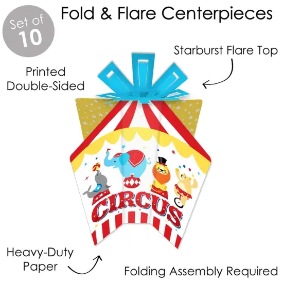 Big Dot of Happiness Carnival - Step Right Up Circus - Table Decorations - Carnival Themed Party Fold and Flare Centerpieces - 10 Count {4}