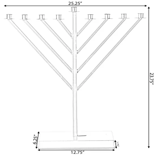 Large Metal Silver Coated Hanukkah Menorah For Synagogue {5}