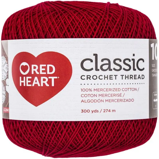 Multipack of 6 - Red Heart Classic Crochet Thread Size 10-Victory Red {3}