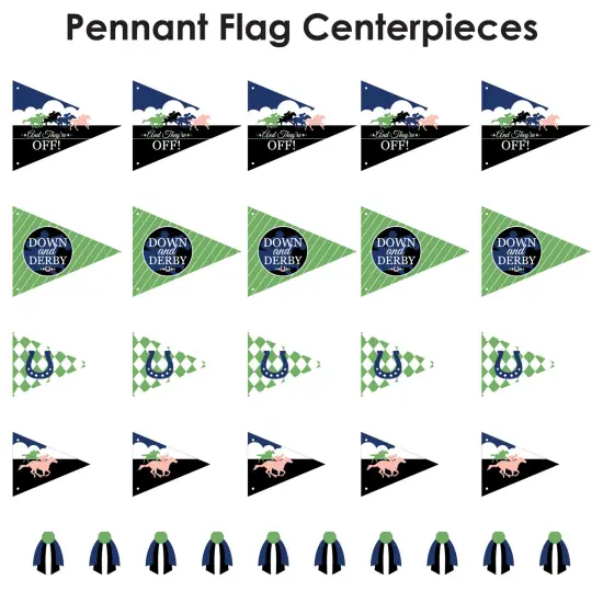 Big Dot of Happiness Kentucky Horse Derby - Triangle Horse Race Party Photo Props - Pennant Flag Centerpieces - Set of 20 {7}