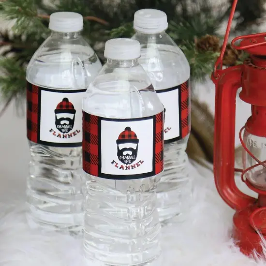 Big Dot of Happiness Lumberjack - Channel the Flannel - Buffalo Plaid Party Water Bottle Sticker Labels - Set of 20 {7}