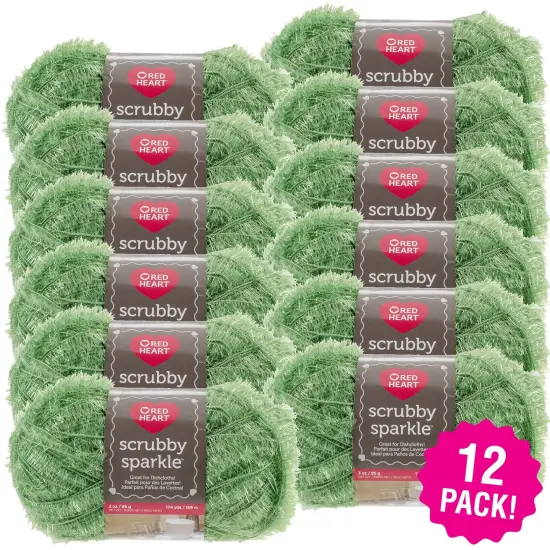 Multipack of 12 - Red Heart Scrubby Sparkle Yarn-Avocado {1}