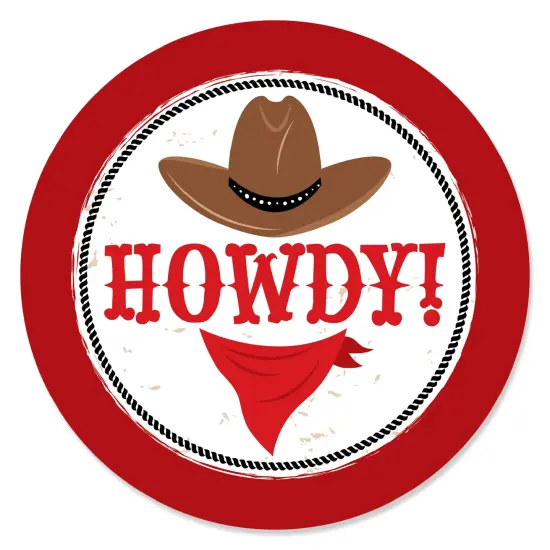 Big Dot of Happiness Western Hoedown - Wild West Cowboy Party Circle Sticker Labels - 24 Count {1}