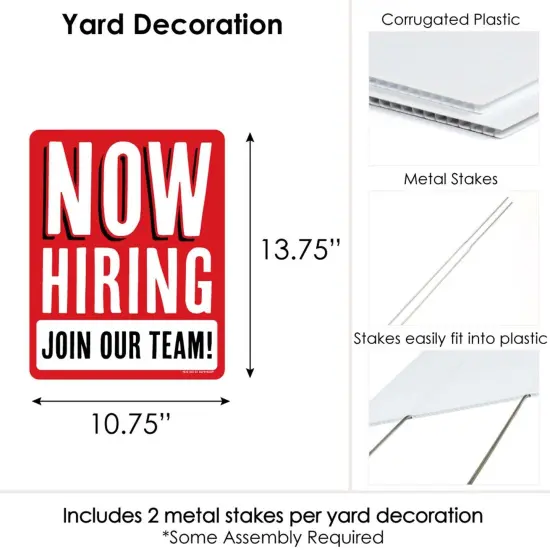 Big Dot of Happiness Now Hiring - Outdoor Lawn Sign - Business Yard Sign - 1 Piece {7}