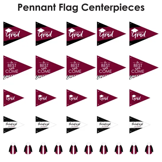 Big Dot of Happiness Maroon Grad - Best is Yet to Come - Triangle Burgundy Graduation Party Photo Props - Pennant Flag Centerpieces - Set of 20 {7}