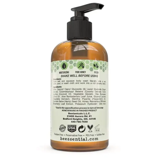 Beessential Natural Body Wash - Peppermint with Honey and Aloe, 8 ounces {3}