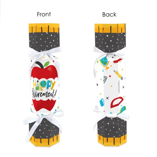 Big Dot of Happiness Teacher Retirement - No Snap Happy Retirement Party Table Favors - DIY Cracker Boxes - Set of 12 {7}