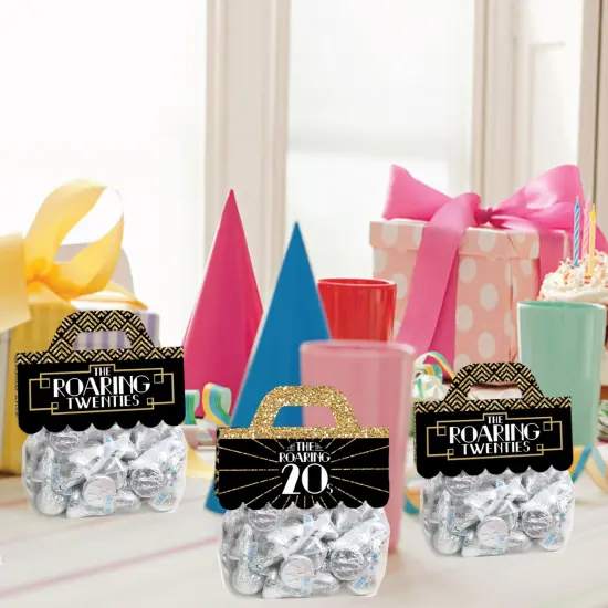 Big Dot of Happiness Roaring 20's DIY 1920s Art Deco Jazz Party Clear Goodie Favor Bag Labels Candy Bags with Toppers Set of 24 {7}