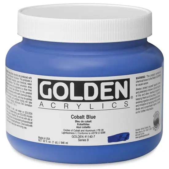 Golden Heavy Body Artist Acrylics - Cobalt Blue, 32 oz Jar {1}