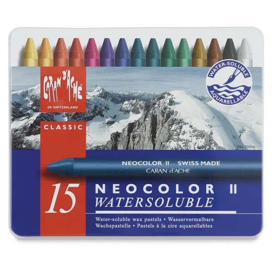 Caran d'Ache Neocolor II Aquarelle Artists' Pastel Set - Assorted Colors, Set of 15 {1}