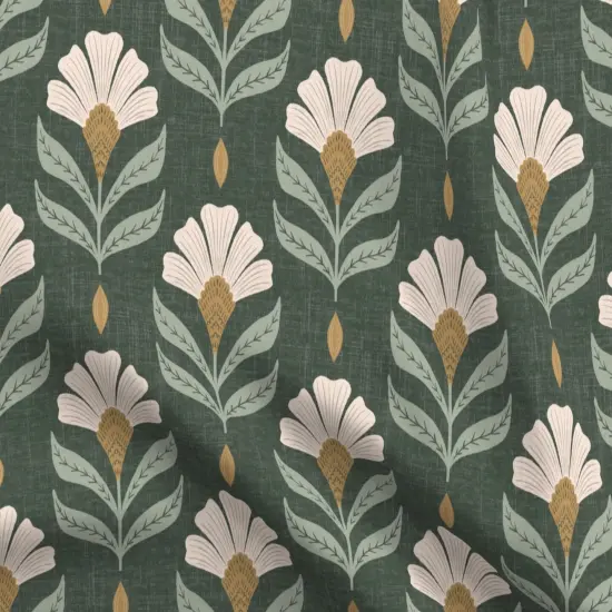 Various Fabrics by the Yard or Fat Quarter Green Flower Floral Meadow Botanical Art Nouveau Hand Drawn Large Scale Rustic Custom Printed Fabric by Spoonflower {5}