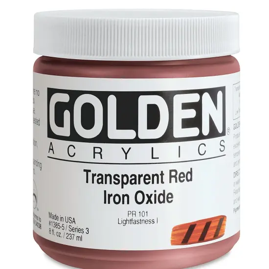 Golden Heavy Body Artist Acrylics - Transparent Red Iron Oxide, 8 oz Jar {2}