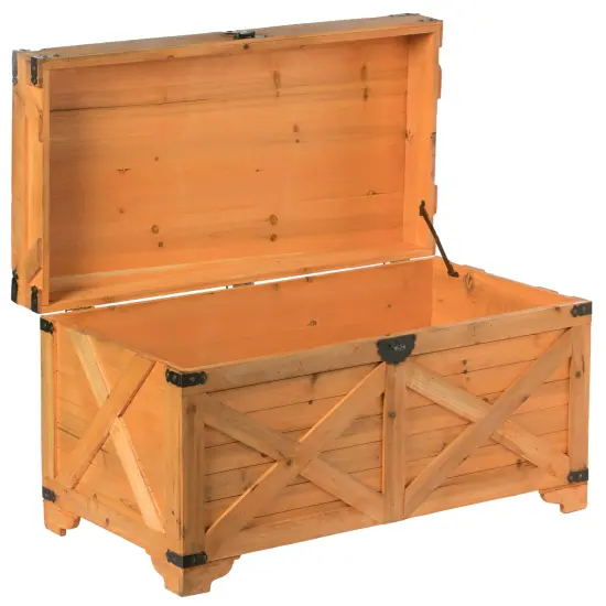 Barn Design Large Decorative Farmhouse Wooden Storage Trunk Chest {6}
