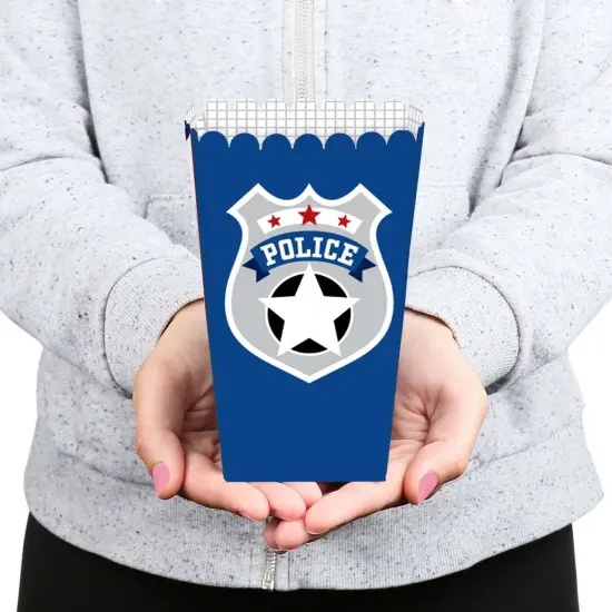 Big Dot of Happiness Calling All Units - Police - Cop Birthday Party or Baby Shower Favor Popcorn Treat Boxes - Set of 12 {6}