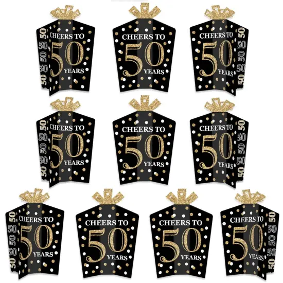 Big Dot of Happiness Adult 50th Birthday - Gold - Table Decorations - Birthday Party Fold and Flare Centerpieces - 10 Count {1}