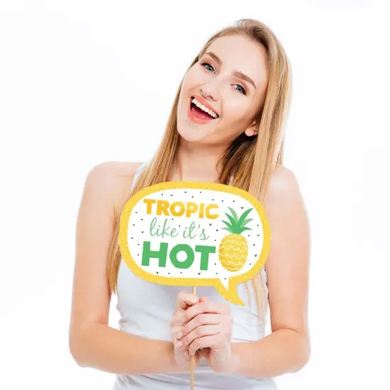 Big Dot of Happiness Funny Tropical Pineapple - Summer Party Photo Booth Props Kit - 10 Piece {3}