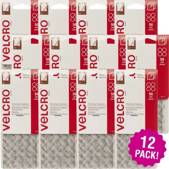 Multipack of 12 - VELCRO(R) Brand Thin Fasteners Dots .375" 56/Pkg-Clear {1}