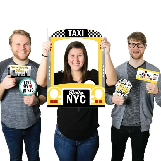 Big Dot of Happiness NYC Cityscape - New York City Party Selfie Photo Booth Picture Frame and Props - Printed on Sturdy Material {1}