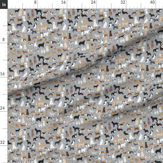 Various Fabrics by the Yard or Fat Quarter Dogs Watercolor Pets Animals Playroom Nursery Gray Custom Printed Fabric by Spoonflower {1}
