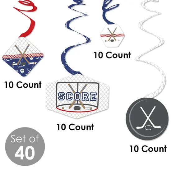 Big Dot of Happiness Shoots and Scores - Hockey - Baby Shower or Birthday Party Hanging Decor - Party Decoration Swirls - Set of 40 {6}