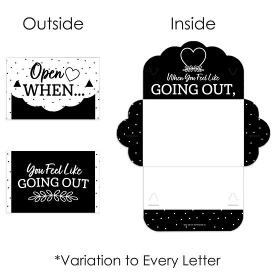 Big Dot of Happiness Black and White Wedding - Date Night Cards for Couples Gift Box Kit - Open When Letters - Set of 8 {6}