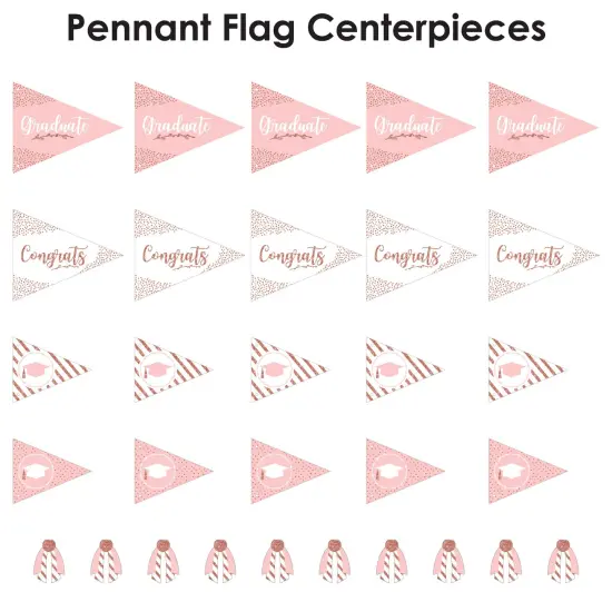 Big Dot of Happiness Rose Gold Grad - Triangle Graduation Party Photo Props - Pennant Flag Centerpieces - Set of 20 {7}
