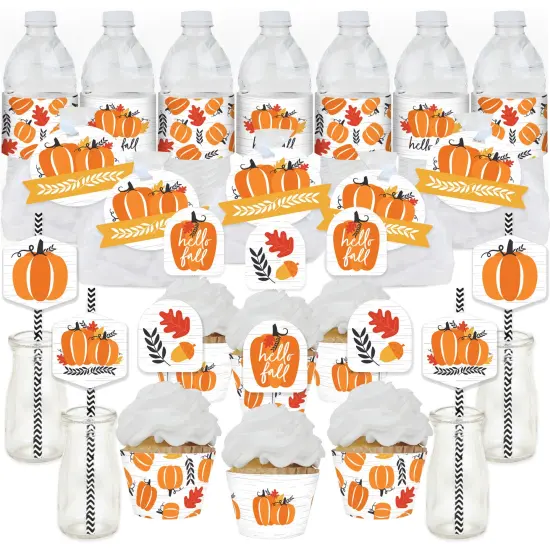 Big Dot of Happiness Fall Pumpkin - Halloween or Thanksgiving Party Favors and Cupcake Kit - Fabulous Favor Party Pack - 100 Pieces {1}