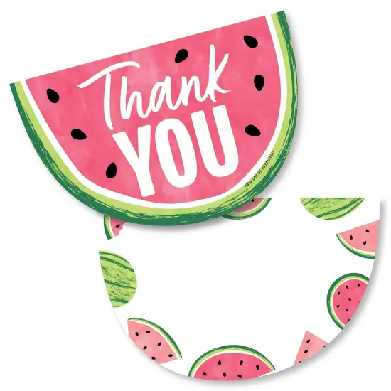 Big Dot of Happiness Sweet Watermelon - Shaped Thank You Cards - Fruit Party Thank You Note Cards with Envelopes - Set of 12 {1}