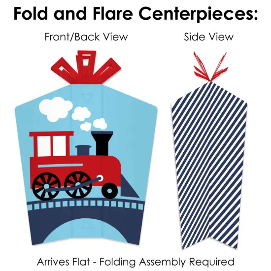 Big Dot of Happiness Railroad Party Crossing - Steam Train Birthday Party or Baby Shower Decor and Confetti - Terrific Table Centerpiece Kit - 30 Ct {6}