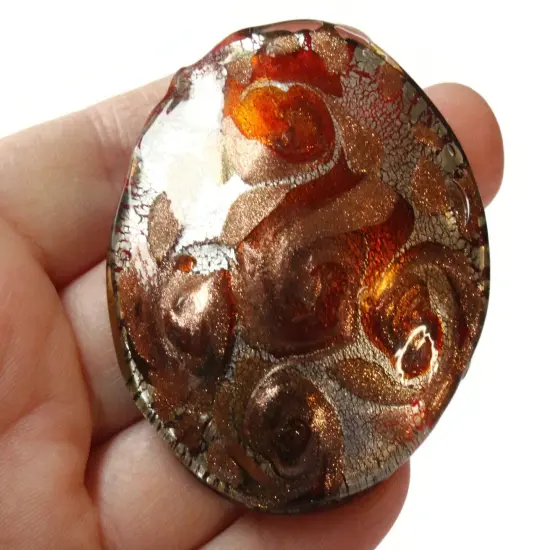 52mm Red Foil Glass Pendant Round Pendant {5}