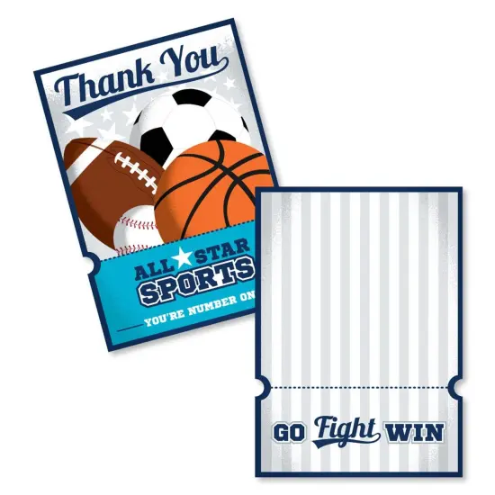 Big Dot of Happiness Go, Fight, Win - Sports - Shaped Thank You Cards - Baby Shower or Birthday Party Thank You Note Cards with Envelopes - Set of 12 {1}
