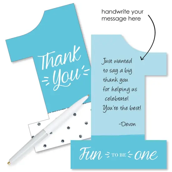 Big Dot of Happiness 1st Birthday Boy - Fun to be One - Shaped Thank You Cards - First Birthday Party Thank You Note Cards with Envelopes - Set of 12 {3}
