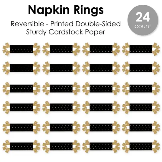 Big Dot of Happiness Tassel Worth The Hassle - Gold - Graduation Party Paper Napkin Holder - Napkin Rings - Set of 24 {7}