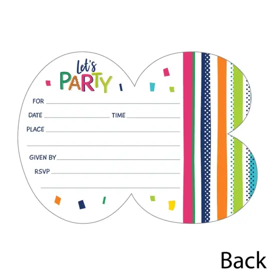 Big Dot of Happiness 80th Birthday - Cheerful Happy Birthday - Shaped Fill-In Invites - Eightieth Birthday Invitation Cards with Envelopes - Set of 12 {4}