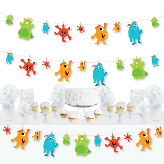 Big Dot of Happiness Monster Bash - Little Monster Birthday Party or Baby Shower DIY Decorations - Clothespin Garland Banner - 44 Pieces {1}